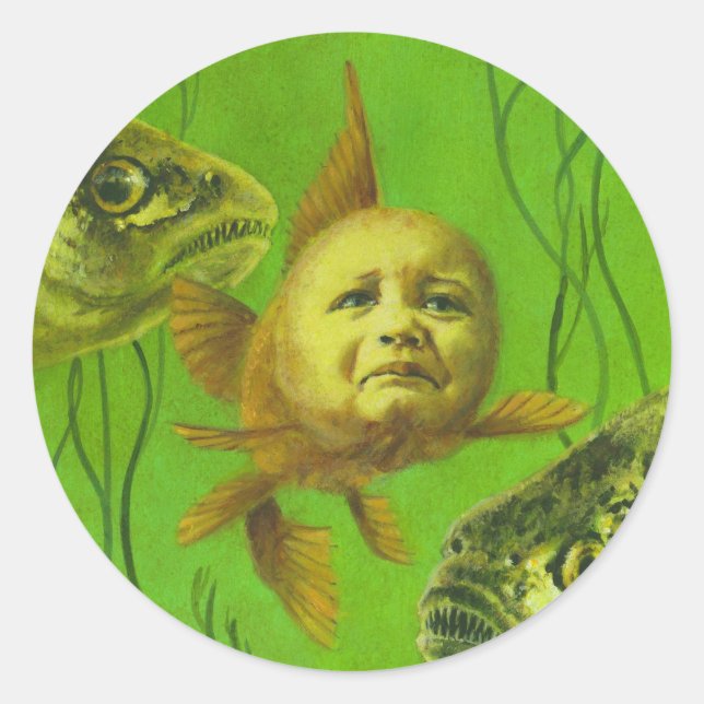 Sticker Rond Conception de mutant pour bébé de poisson rouge (Devant)