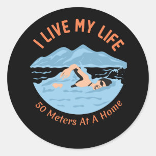 Sticker Rond Conception de nageurs cool - Je vis ma vie