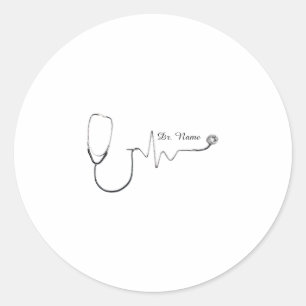 Sticker Rond Conception de nom de médecin personnalisé Tw stéth