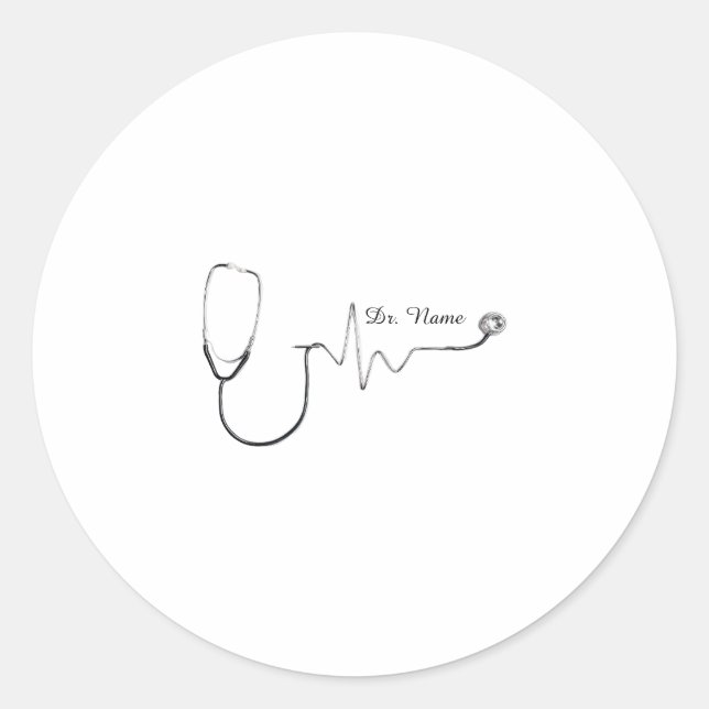 Sticker Rond Conception de nom de médecin personnalisé Tw stéth (Devant)