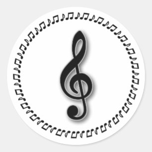 Sticker Rond Conception de note de musique de clef triple
