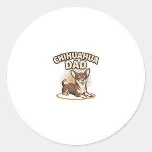 Sticker Rond Conception de papa Chihuahua Gravure vintage pour