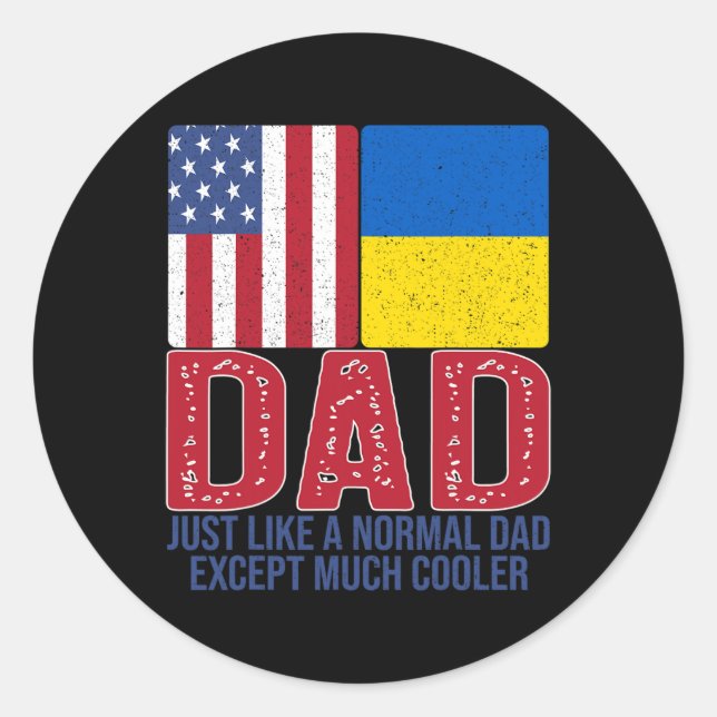 Sticker Rond Conception de papa de drapeau ukrainien américain  (Devant)