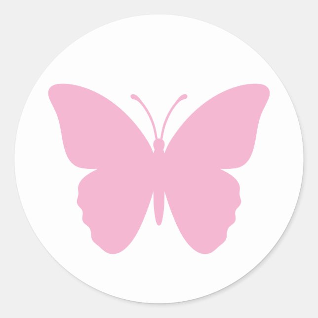 Sticker Rond Conception de papillon rose (Devant)