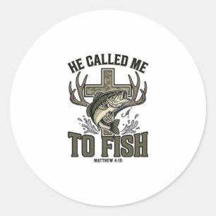 Sticker Rond Conception de pêche chrétienne Il m'a appelé à pêc