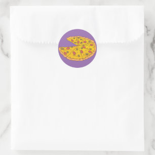 Sticker Rond Conception de pizza découpée en tranches Cartoon d