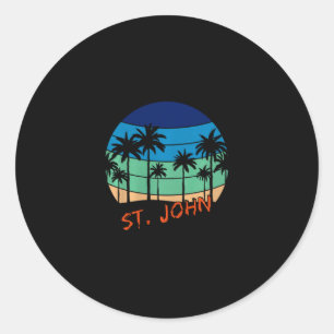 Sticker Rond Conception de plage de coucher de soleil rétro vin