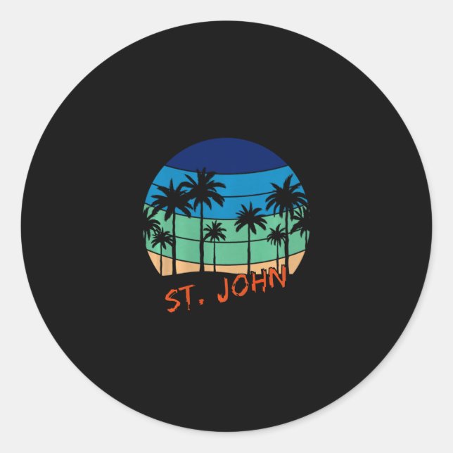 Sticker Rond Conception de plage de coucher de soleil rétro vin (Devant)