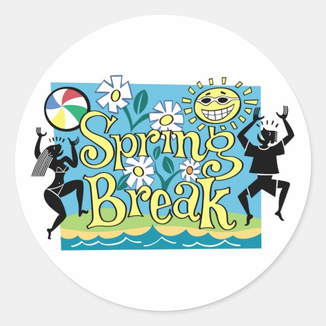 Sticker Rond Conception de plaisir de vacances de printemps (Devant)