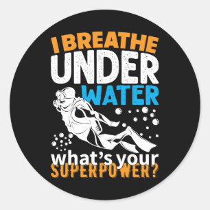 Sticker Rond Conception de plongée cool - Je respire sous l'eau