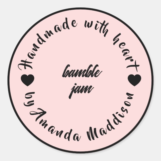 Sticker Rond Conception de pot de confiture coeur fait avec amo (Devant)