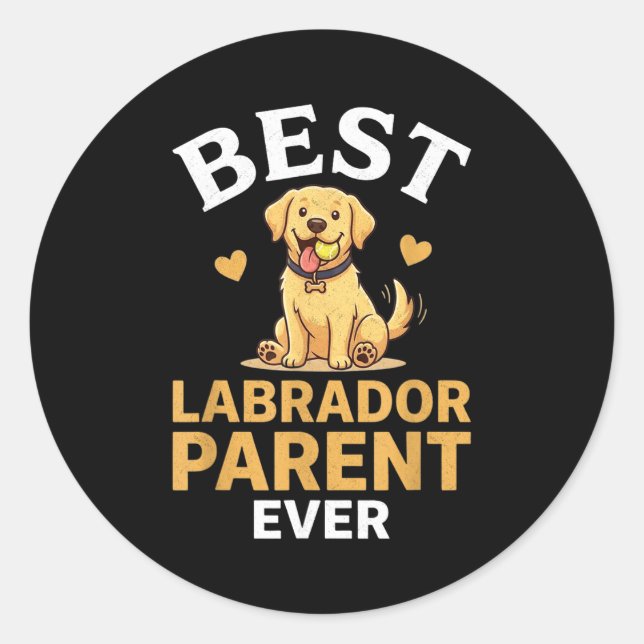 Sticker Rond Conception de propriétaire de labrador jaune rétro (Devant)