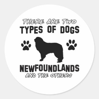 Sticker Rond Conception de races de chiens de Terre-Neuve