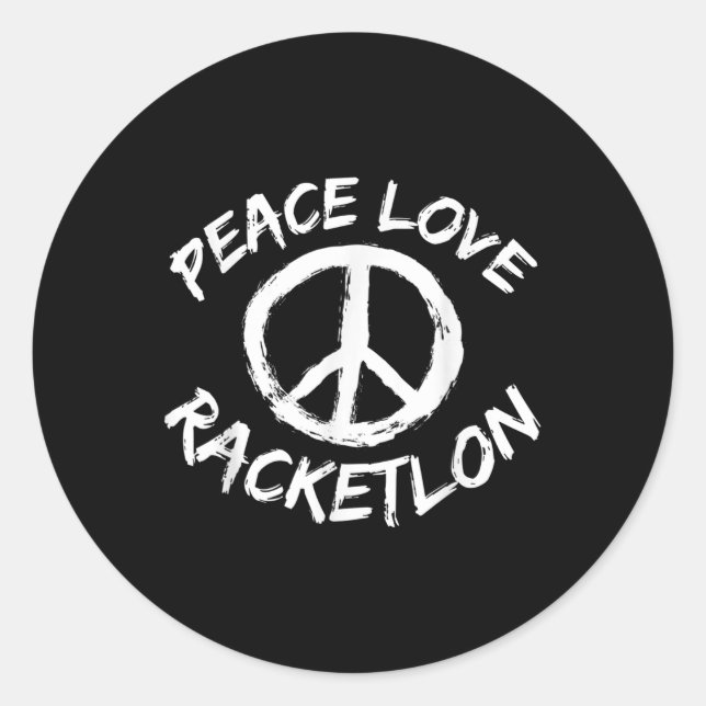 Sticker Rond Conception de Racketlon de Paix Amour Racketlon Jo (Devant)