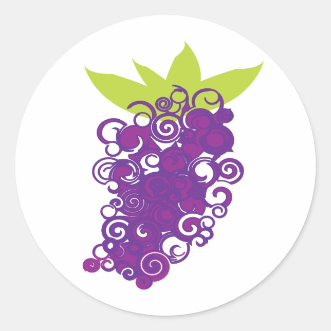 Sticker Rond Conception de raisins violets (Devant)