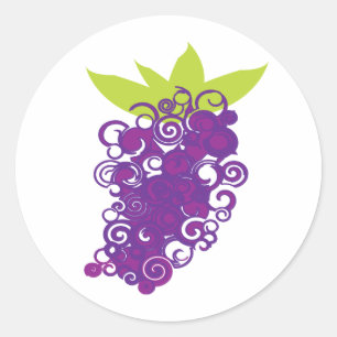 Sticker Rond Conception de raisins violets