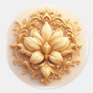 Sticker Rond Conception de relief floral élégant avec des détai