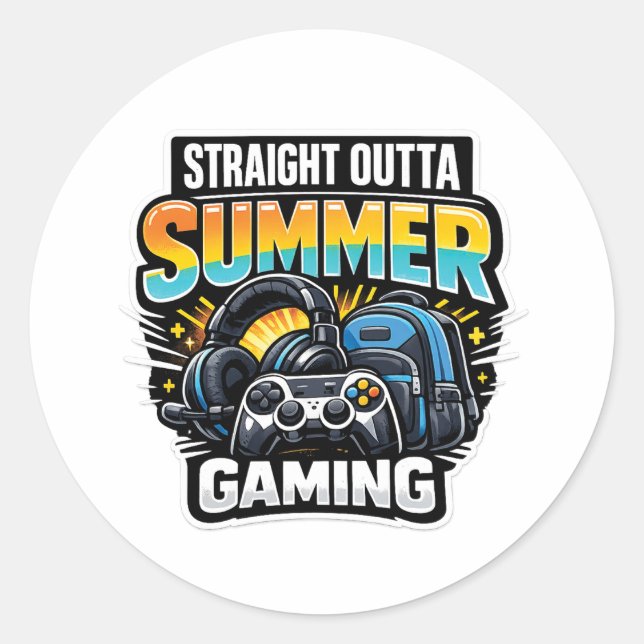 Sticker Rond Conception de rentrée scolaire pour les gamers (Devant)