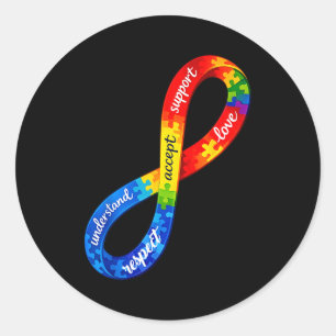 Sticker Rond Conception de ruban infini de l'autisme une neurod