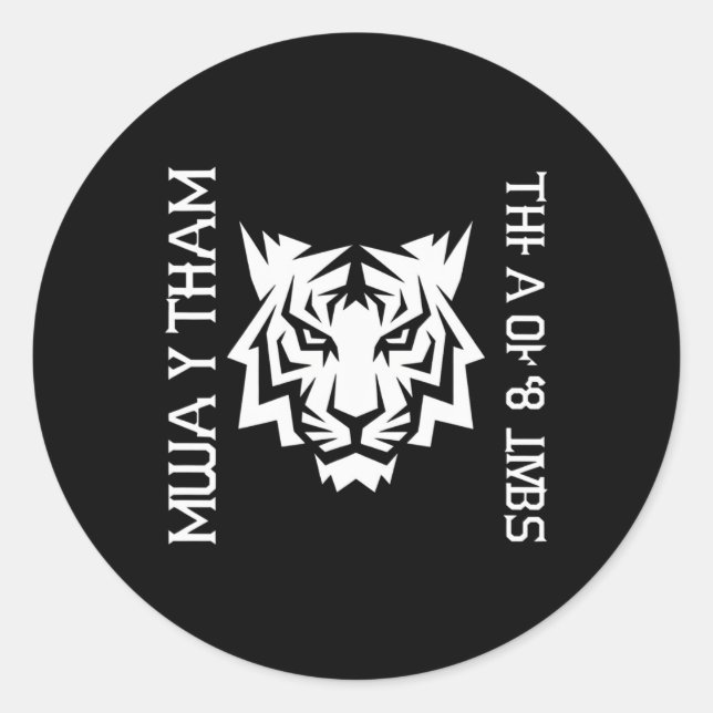 Sticker Rond Conception de S de kickboxing Muay Thai Tiger Art  (Devant)
