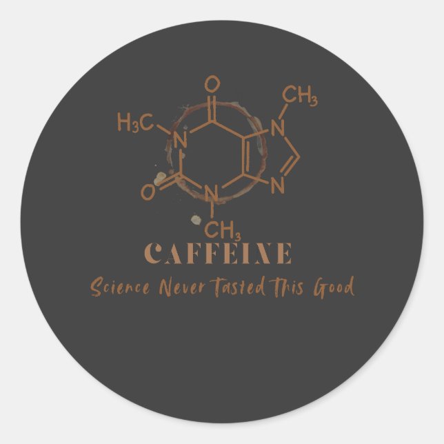Sticker Rond Conception de science de café drôle de caféine (Devant)