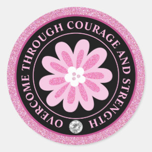 Sticker Rond Conception de sensibilisation au cancer du sein Fl