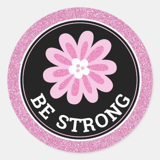 Sticker Rond Conception de sensibilisation au cancer du sein Fl (Devant)