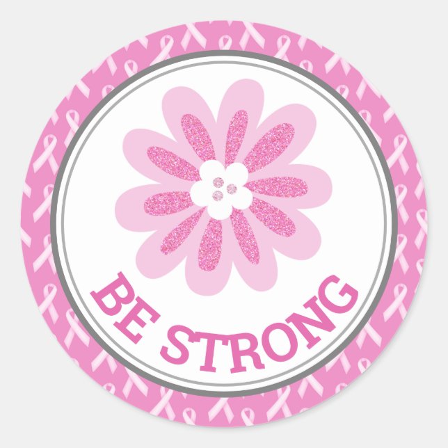 Sticker Rond Conception de sensibilisation au cancer du sein Fl (Devant)