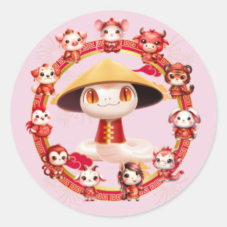Sticker Rond Conception de serpent du Nouvel An chinois 3
