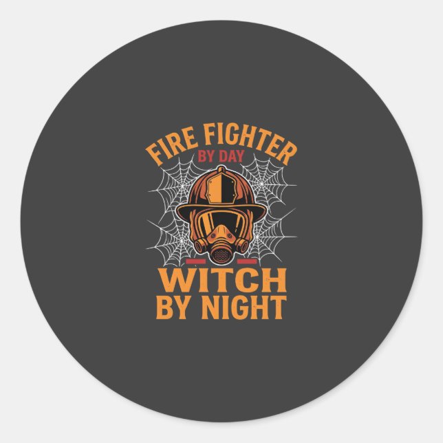 Sticker Rond Conception de sorcière de nuit de Halloween de pom (Devant)