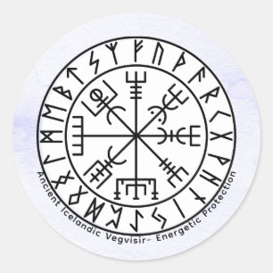 Sticker Rond Conception de symbole de compas viking Vegvisir