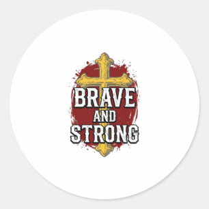 Sticker Rond Conception de T-shirt à croix vintage Brave et Str
