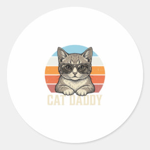 Sticker Rond Conception de T-shirt Chat Daddy Vintage Sunset Co