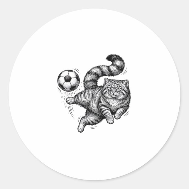 Sticker Rond Conception de T-shirt de kick de foot de chat de g (Devant)
