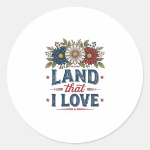 Sticker Rond Conception de T-shirt Fleur Patriotique Terre Que