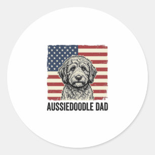 Sticker Rond Conception de T-shirt pour chien vintage patriotiq