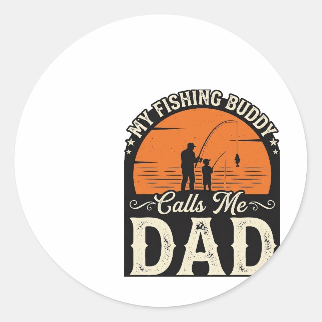 Sticker Rond Conception de T-shirt pour papa, copain de pêche v (Devant)