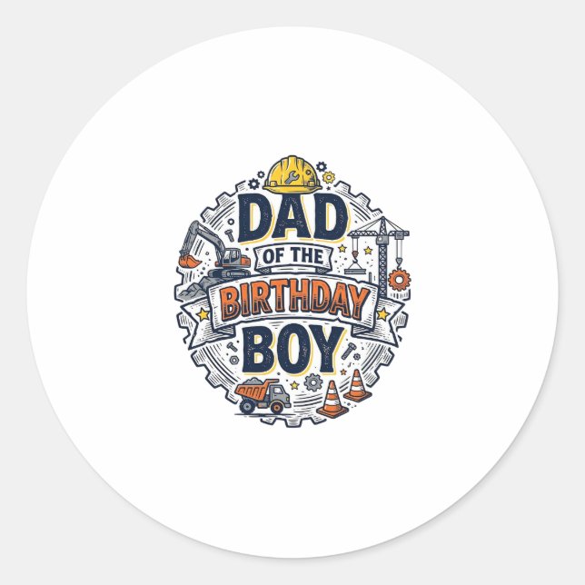 Sticker Rond Conception de t-shirt pour papa de chantier du gar (Devant)