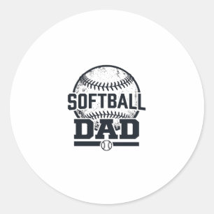 Sticker Rond Conception de T-Shirt Vectoriel Papa Softball Vint