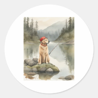 Sticker Rond Conception de T-shirt vintage de Golden Retriever