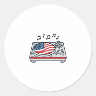 Sticker Rond Conception de T-shirt vintage de musique de table