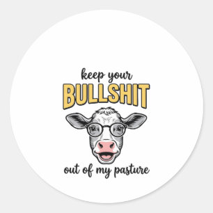 Sticker Rond Conception de T-shirt vintage de pâturage de vache