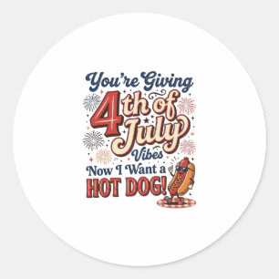 Sticker Rond Conception de T-shirt vintage hot dog drôle du 4 j