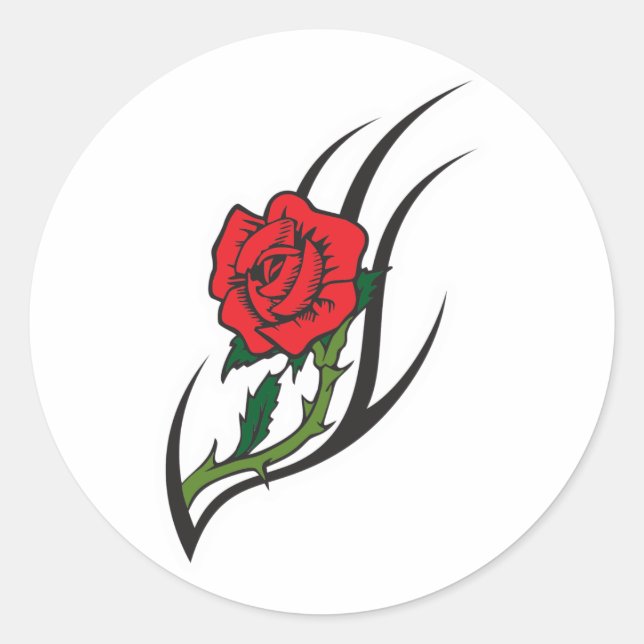Sticker Rond Conception de tatouage de rose (Devant)