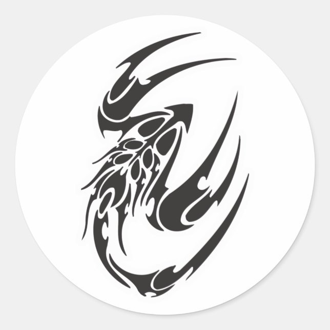 Sticker Rond Conception de tatouage de scorpion tribal (Devant)