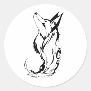 Sticker Rond Conception de tatouage Fox Tribal