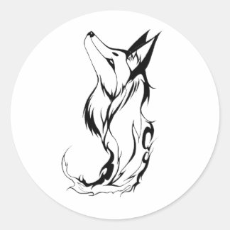 Sticker Rond Conception de tatouage Fox Tribal