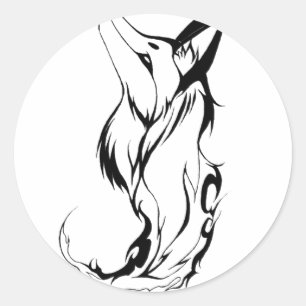 Sticker Rond Conception de tatouage Fox Tribal