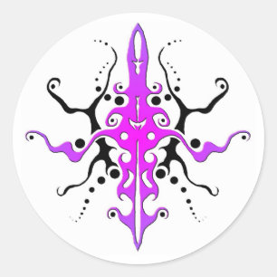 Sticker Rond Conception de tatouage Tribal Masque Abstrait - ro