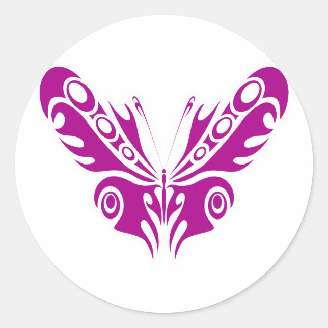 Sticker Rond Conception de tatouage tribal papillon (Devant)